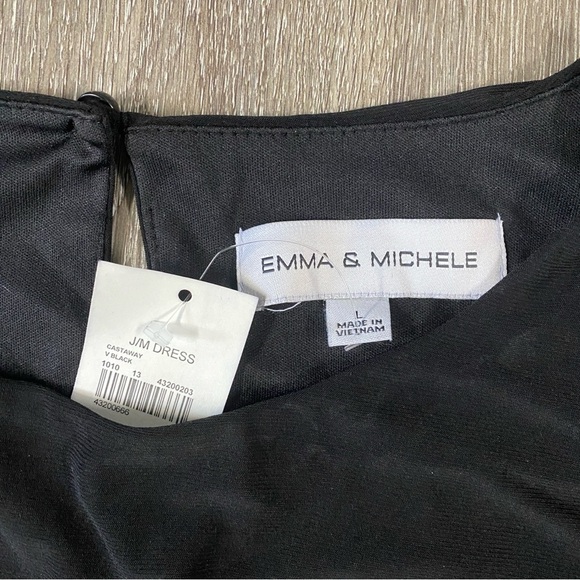 EMMA & MICHELE Black Dress Women’s Size Large Bell Sleeve Tie Waist NWT - Picture 2 of 6
